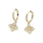 Exquisite Clover Charm Drop Huggie Hoop Earrings