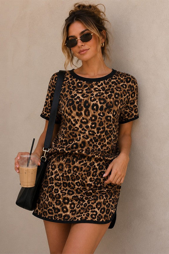 Leopard Print Ringer Tee & Skort Set-SMALL-Cute-Trendy-Shop-Womens-Boutique-Clothing-Store