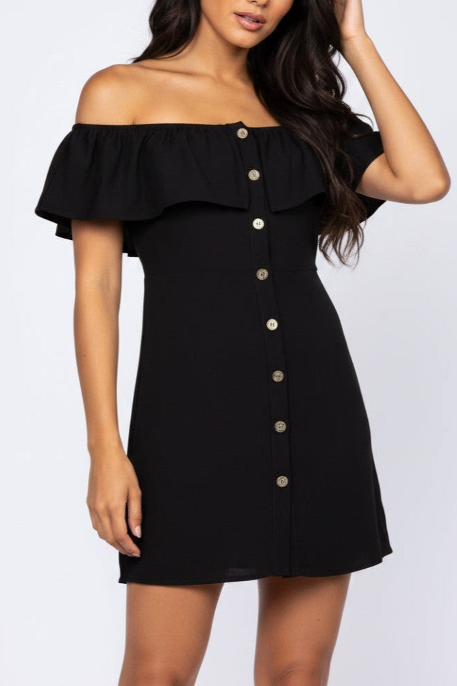 Park Avenue Off-The-Shoulder Black Dress-SMALL-[option4]-[option5]-Cute-Trendy-Shop-Womens-Boutique-Clothing-Store