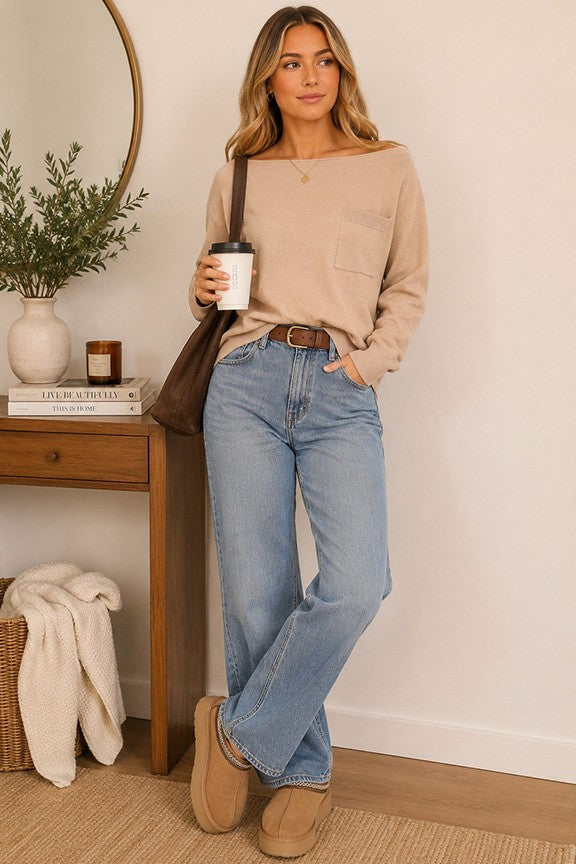Coastal Breeze Slouchy Boat Neck Knit-Cute-Trendy-Shop-Womens-Boutique-Clothing-Store