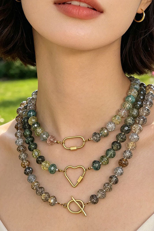 Glass Beaded Gemstone Chip Clasp Necklace-Cute-Trendy-Shop-Womens-Boutique-Clothing-Store
