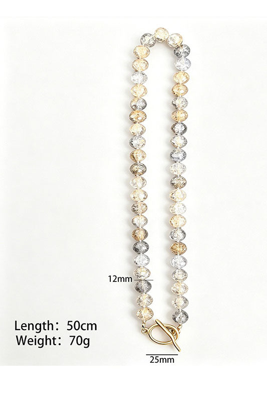 Glass Beaded Gemstone Chip Clasp Necklace-Brown-Cute-Trendy-Shop-Womens-Boutique-Clothing-Store