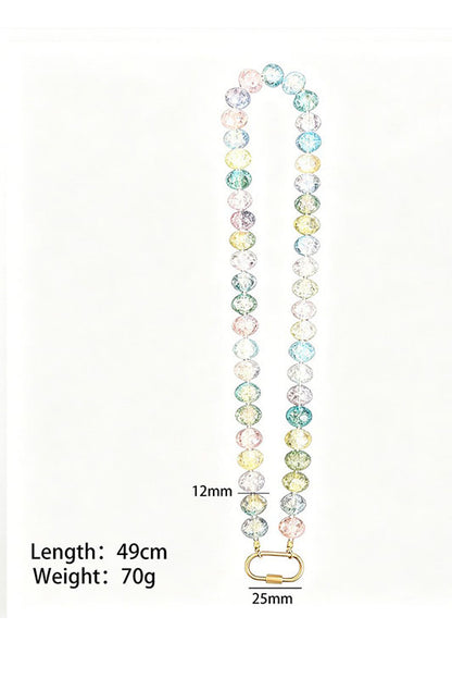 Glass Beaded Gemstone Chip Clasp Necklace-Pink-Cute-Trendy-Shop-Womens-Boutique-Clothing-Store