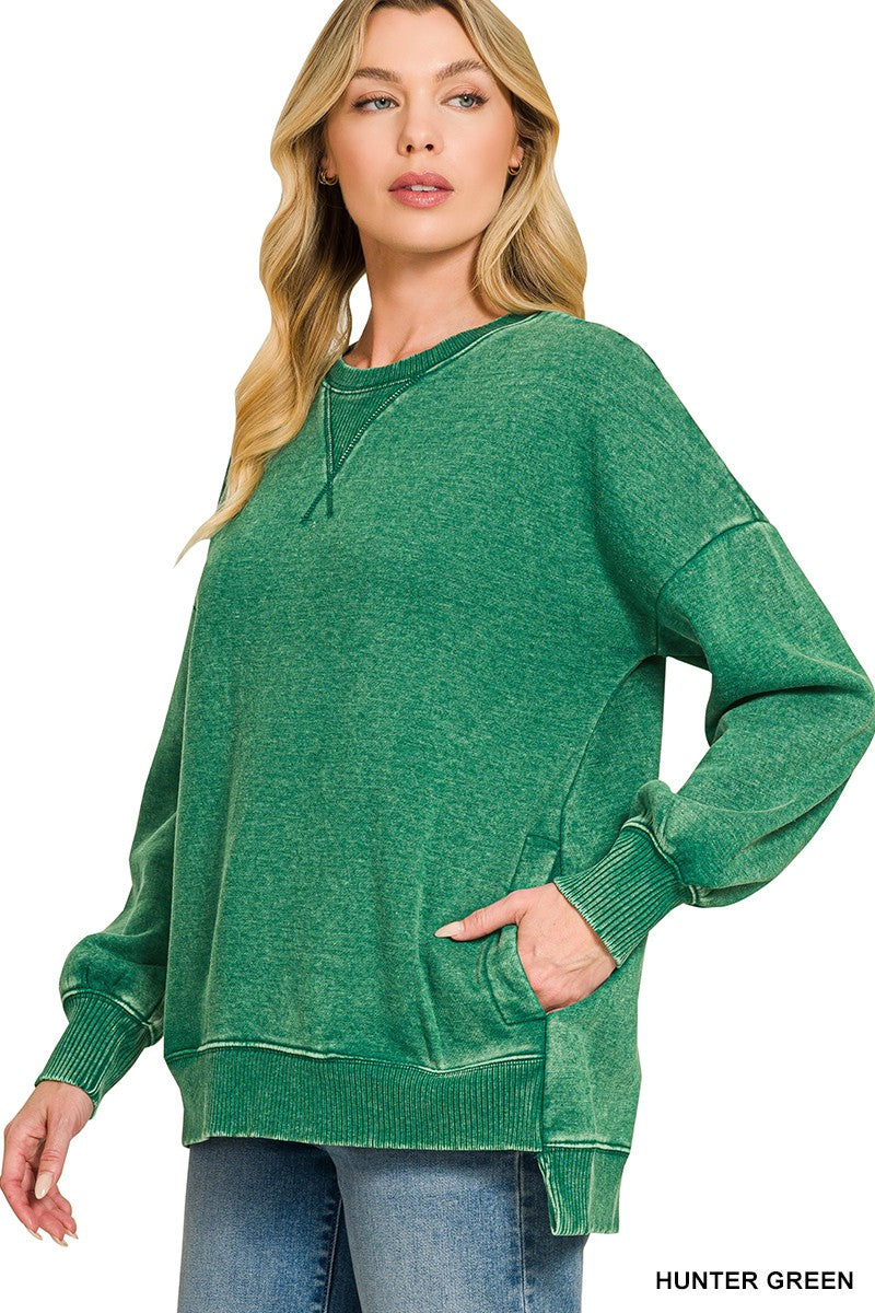 Vintage Beach Crewneck Sweatshirt-Forest Green-SMALL-Cute-Trendy-Shop-Womens-Boutique-Clothing-Store