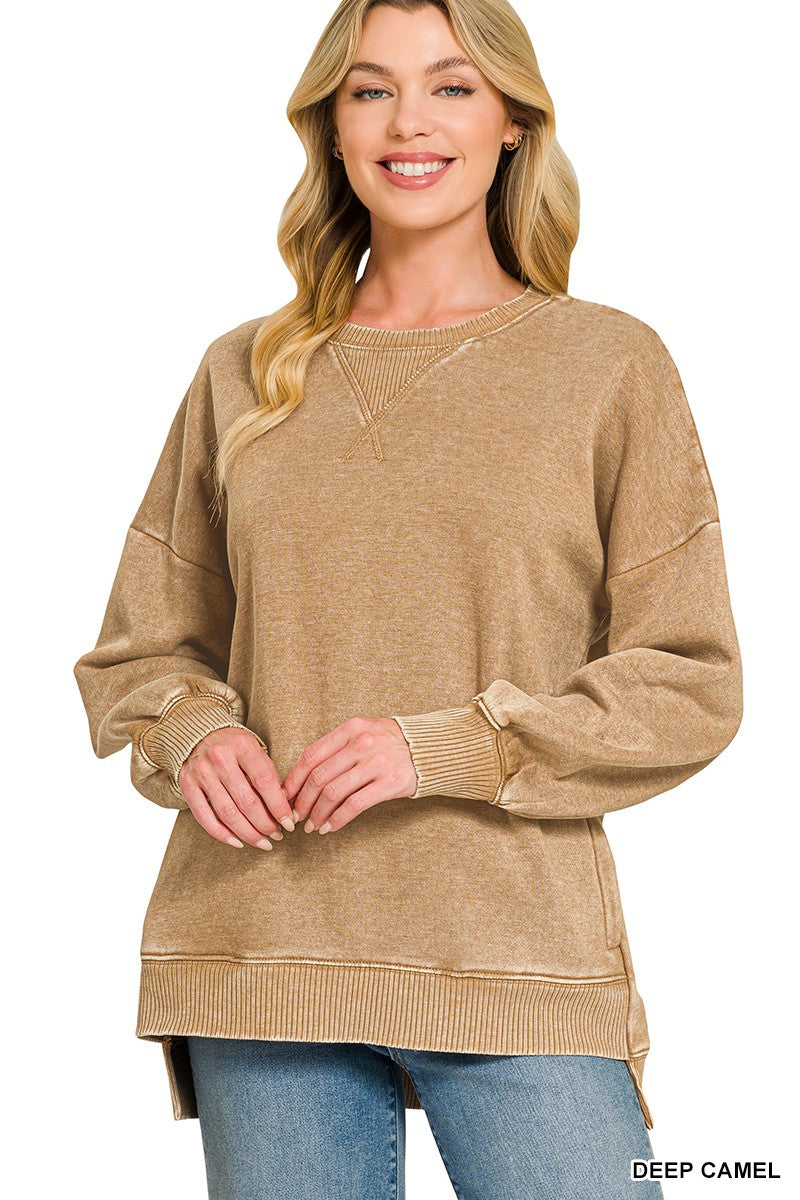 Vintage Beach Crewneck Sweatshirt-Camel-SMALL-Cute-Trendy-Shop-Womens-Boutique-Clothing-Store