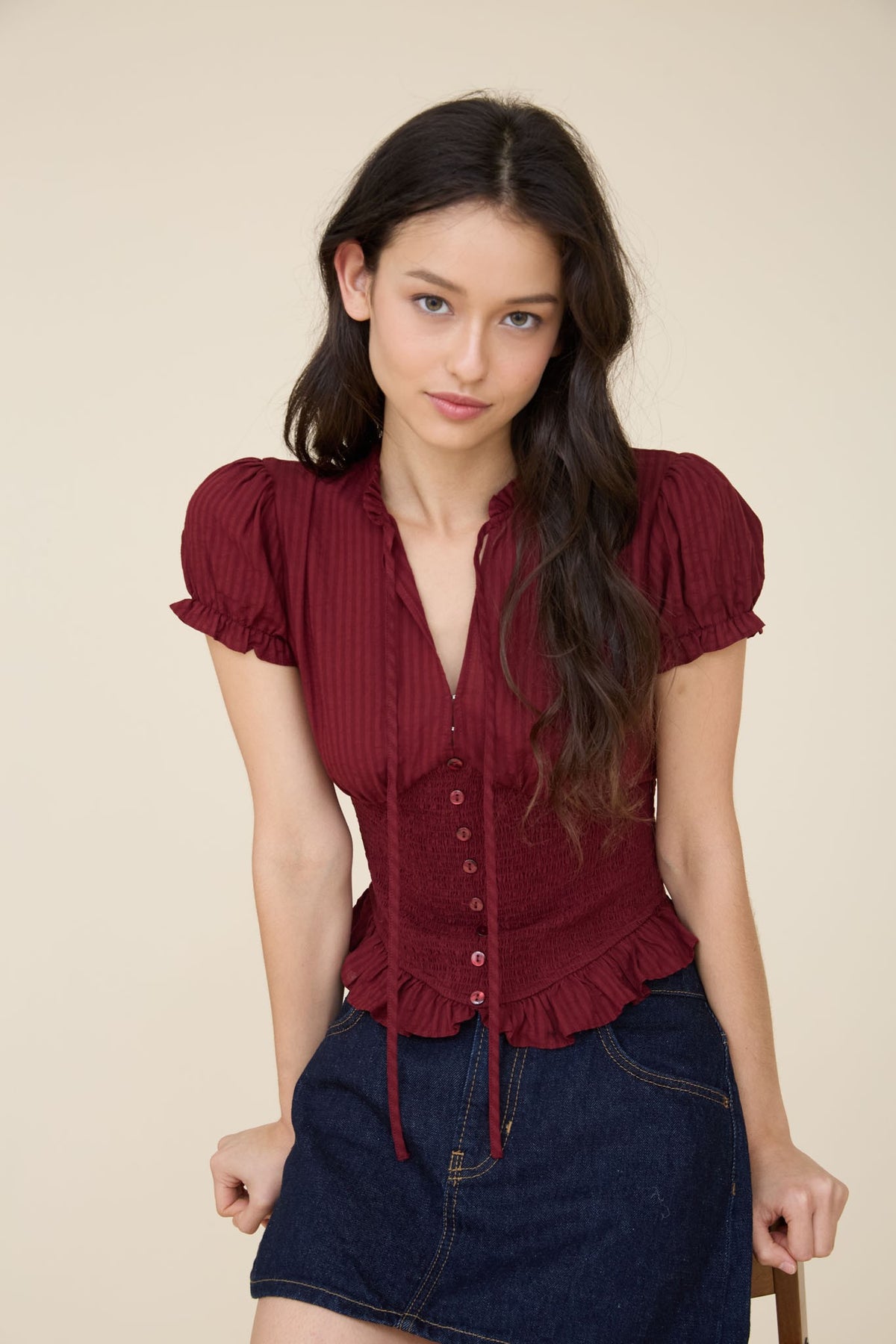 Cottage Charm Smocked Peplum Top-Cute-Trendy-Shop-Womens-Boutique-Clothing-Store
