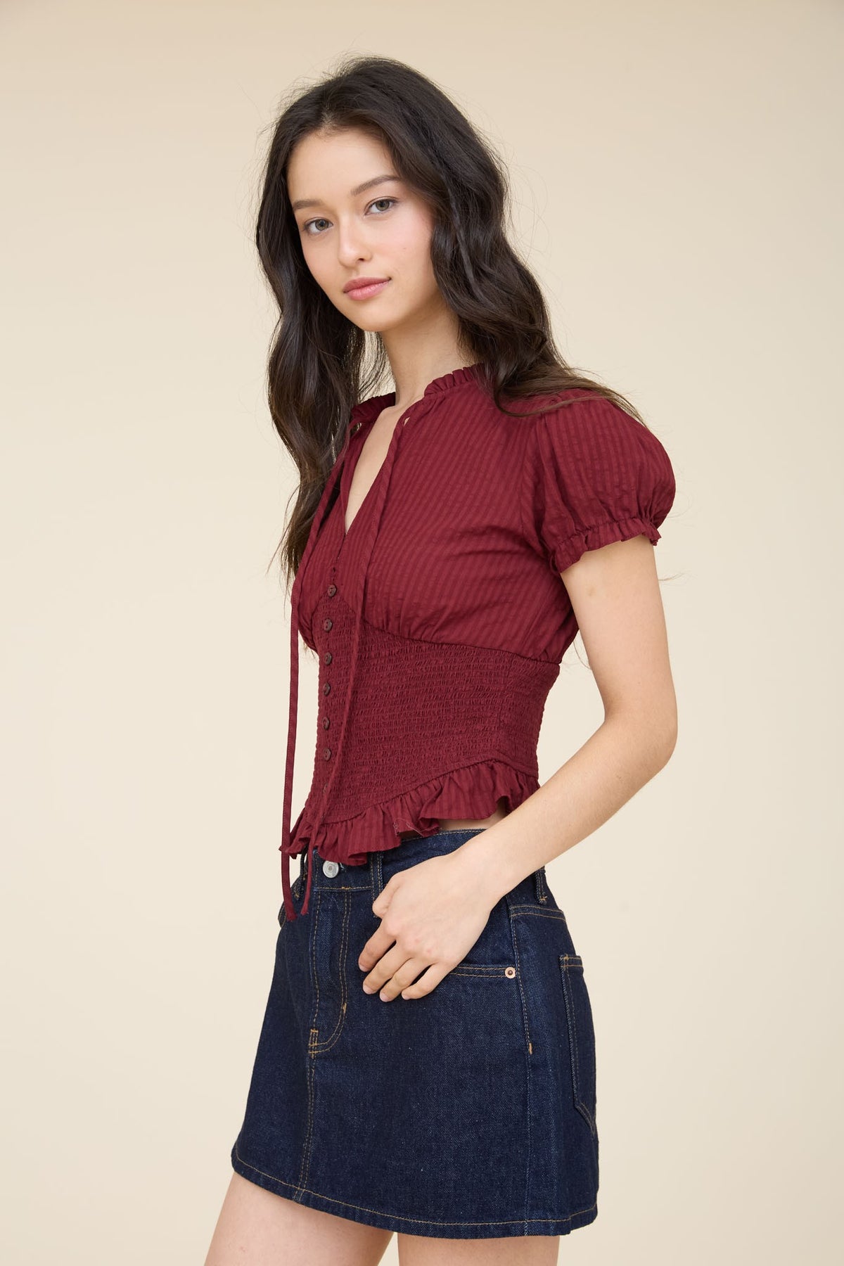 Cottage Charm Smocked Peplum Top-Cute-Trendy-Shop-Womens-Boutique-Clothing-Store