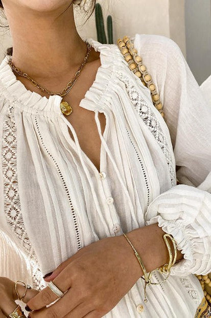 Not Your Mama’s Boho Lace-Trim V-Neck Blouse