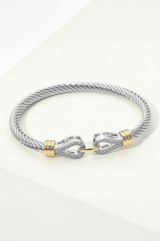 Twisted Luxe Two-Tone Cable Bangle-Cute-Trendy-Shop-Womens-Boutique-Clothing-Store