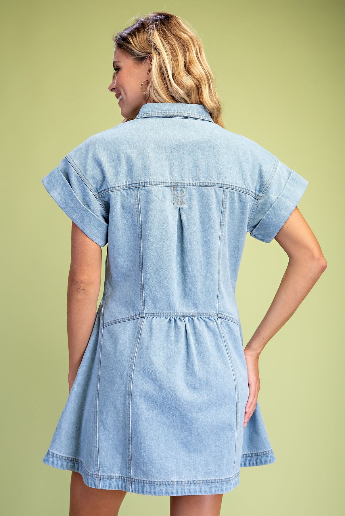 City Stroll Pleated Denim Dress-Cute-Trendy-Shop-Womens-Boutique-Clothing-Store