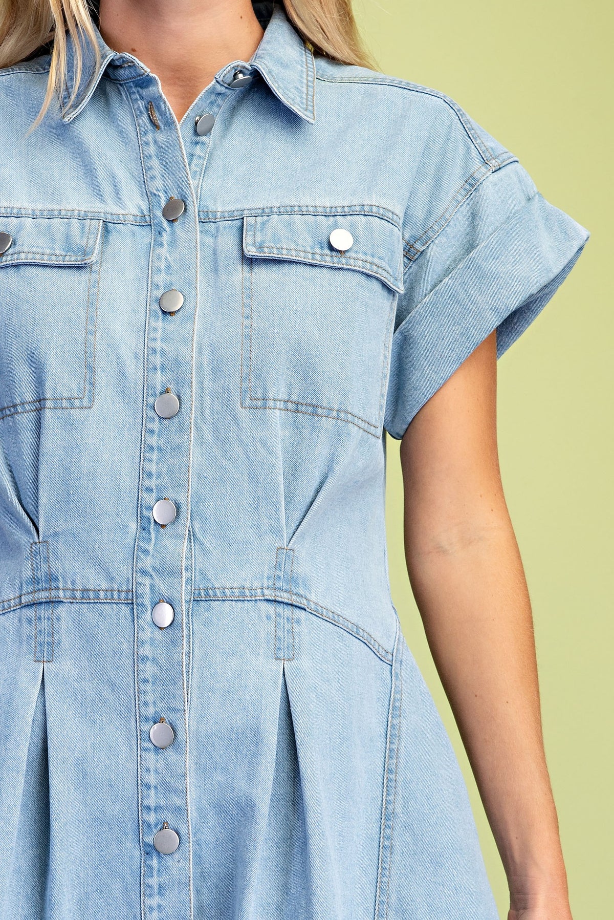 City Stroll Pleated Denim Dress-Cute-Trendy-Shop-Womens-Boutique-Clothing-Store