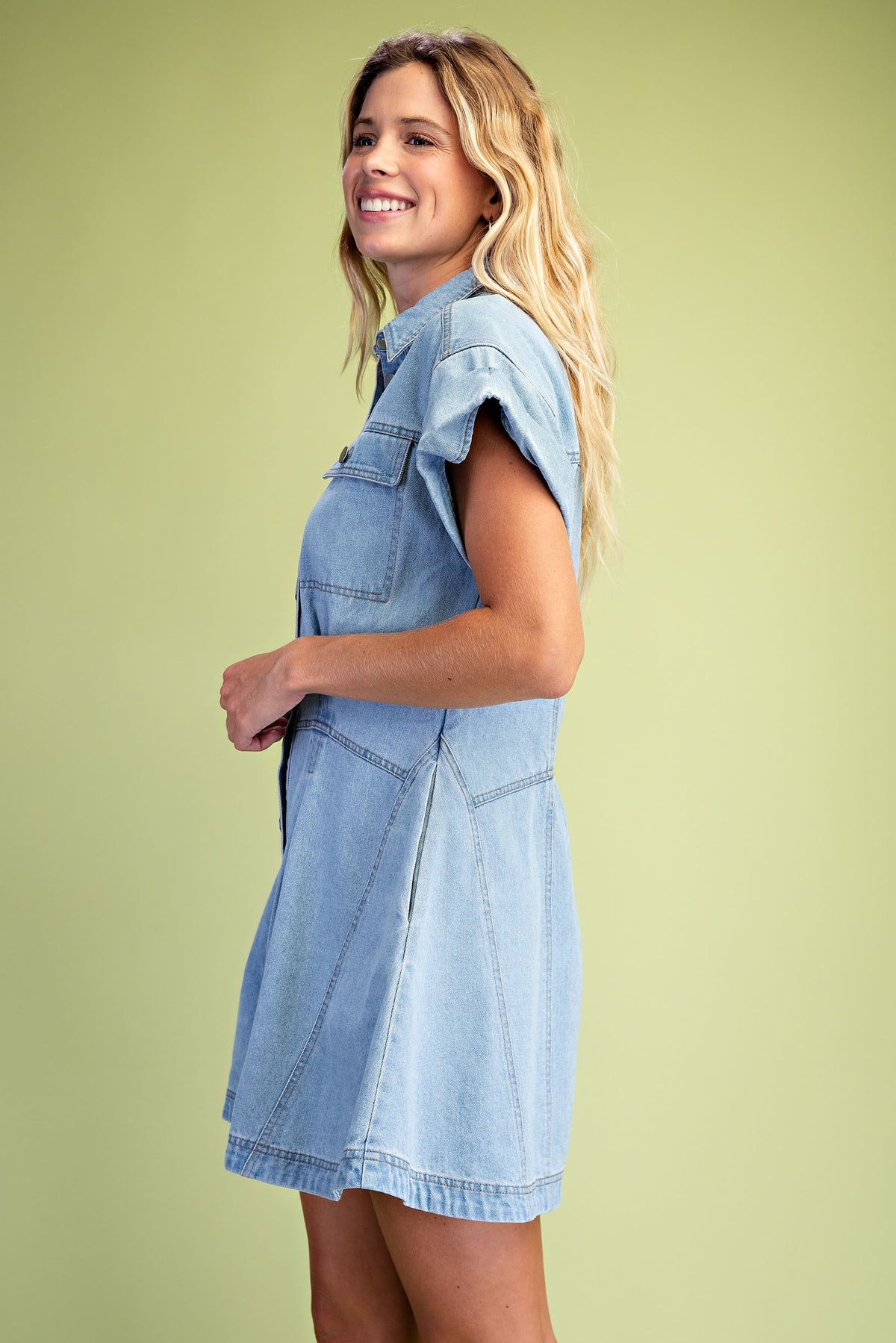 City Stroll Pleated Denim Dress-Cute-Trendy-Shop-Womens-Boutique-Clothing-Store