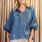 Shimmer & Scallop Tie-Neck Blouse-Blue-SMALL-Cute-Trendy-Shop-Womens-Boutique-Clothing-Store