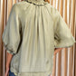 Shimmer & Scallop Tie-Neck Blouse-Cute-Trendy-Shop-Womens-Boutique-Clothing-Store