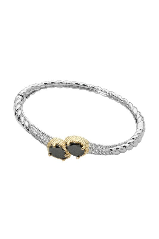 Special Event Double Oval Gemstone Hinged Bangle