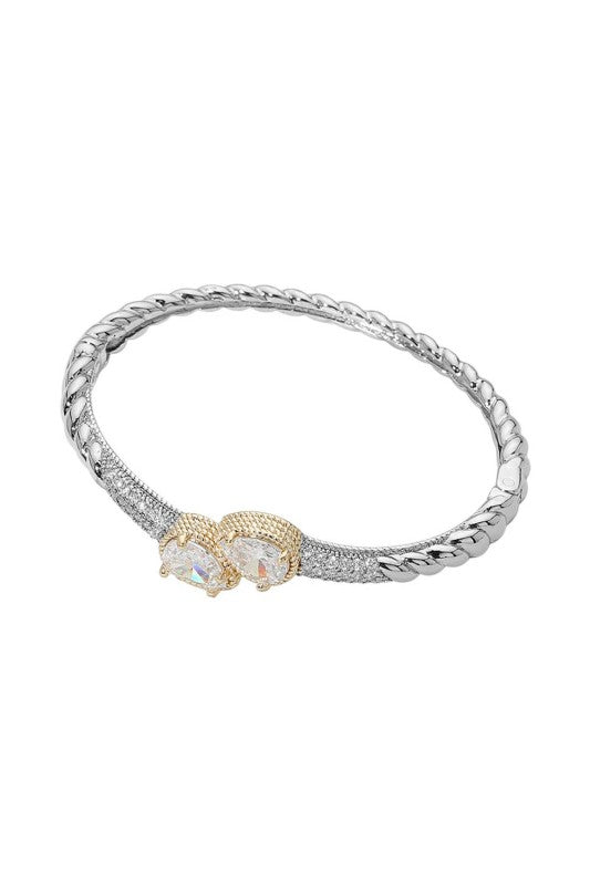 Special Event Double Oval Gemstone Hinged Bangle