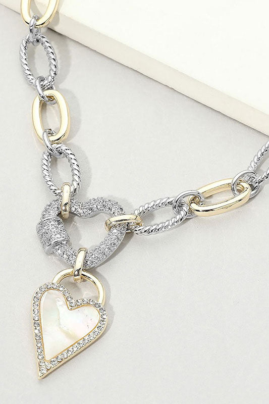 Romantic Drama CZ Pavé Heart Statement Chain-Cute-Trendy-Shop-Womens-Boutique-Clothing-Store