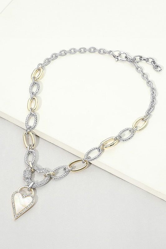 Romantic Drama CZ Pavé Heart Statement Chain-Cute-Trendy-Shop-Womens-Boutique-Clothing-Store