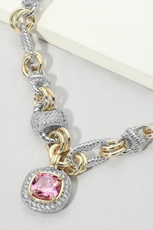 Crown Jewel Cushion Cut Pendant Necklace-Cute-Trendy-Shop-Womens-Boutique-Clothing-Store