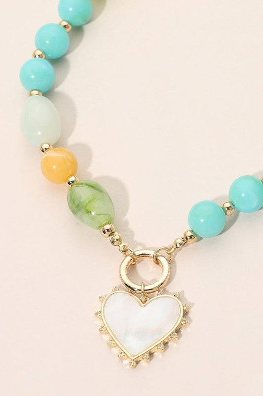 Queen of Hearts Mixed Bead Pendant Necklace-Cute-Trendy-Shop-Womens-Boutique-Clothing-Store