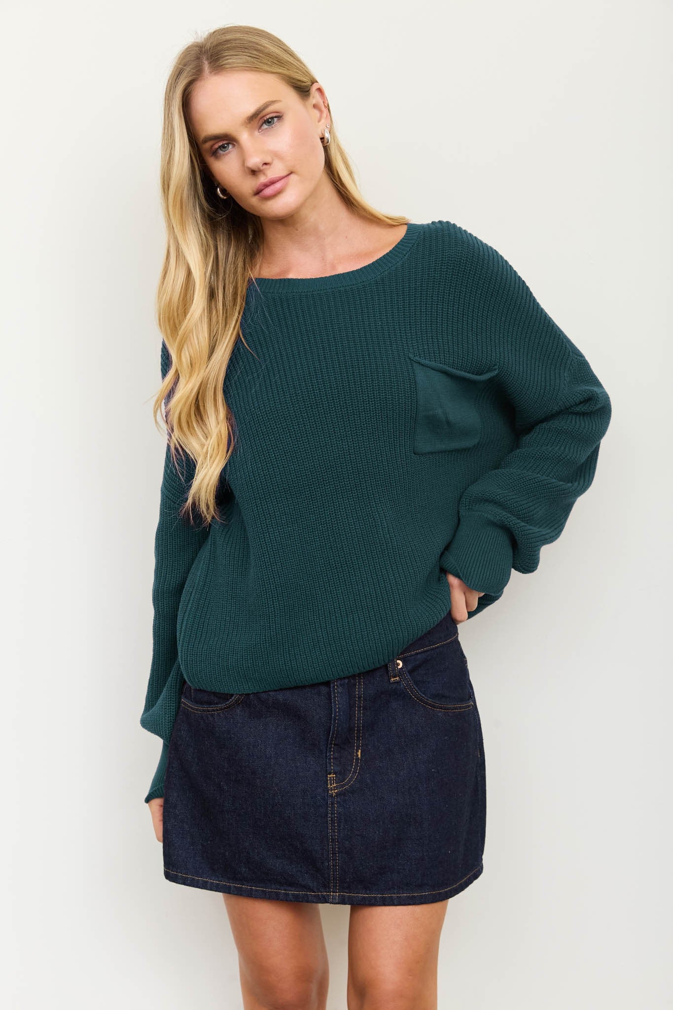 Cozy Cafe Drop-Shoulder Knit-Green-SMALL-Cute-Trendy-Shop-Womens-Boutique-Clothing-Store