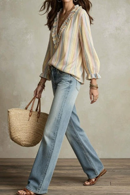 Sweet Sorbet Ruffle Blouse-Cute-Trendy-Shop-Womens-Boutique-Clothing-Store