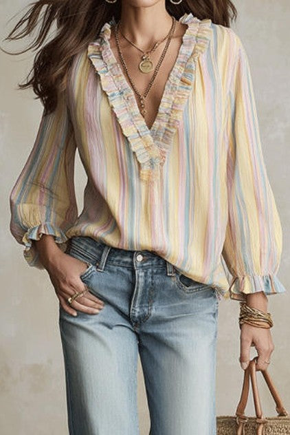 Sweet Sorbet Ruffle Blouse-Cute-Trendy-Shop-Womens-Boutique-Clothing-Store