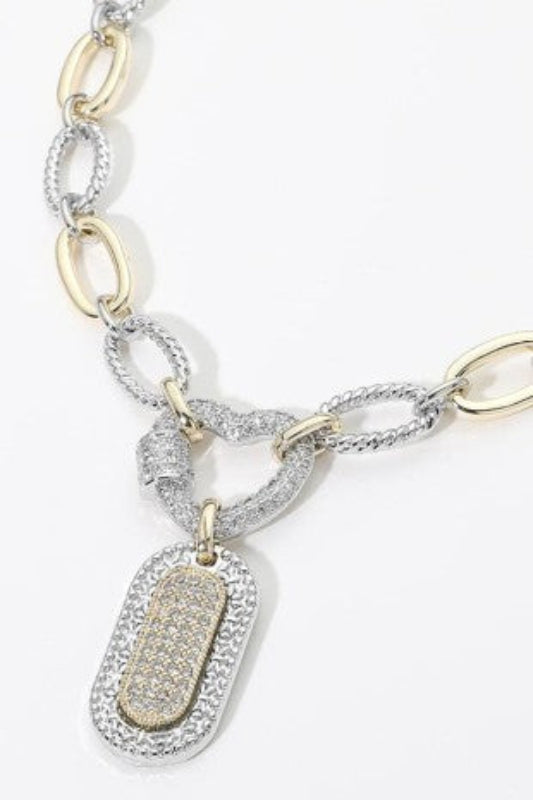 Heart & Soul Pavé Dog Tag Pendant Necklace-Cute-Trendy-Shop-Womens-Boutique-Clothing-Store