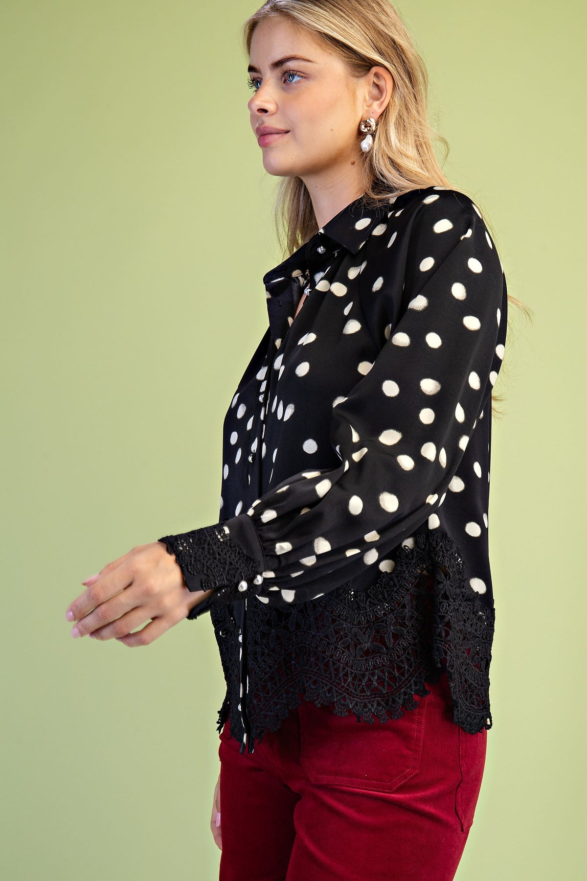 Dot & Lace Balloon-Sleeve Top-Cute-Trendy-Shop-Womens-Boutique-Clothing-Store