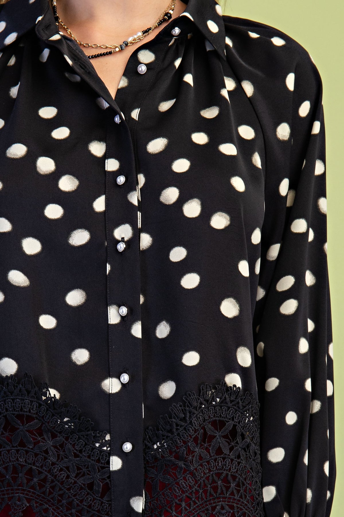Dot & Lace Balloon-Sleeve Top-Cute-Trendy-Shop-Womens-Boutique-Clothing-Store
