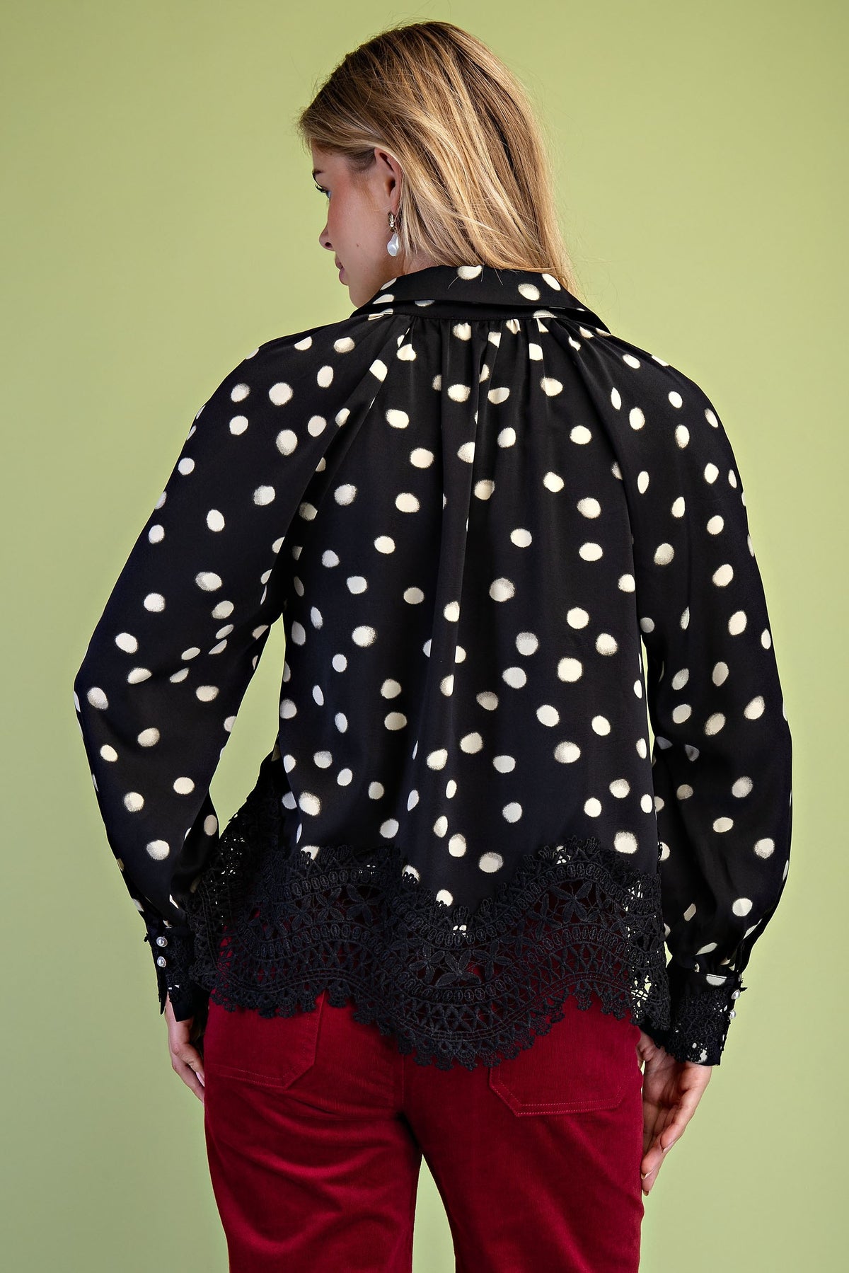 Dot & Lace Balloon-Sleeve Top-Cute-Trendy-Shop-Womens-Boutique-Clothing-Store