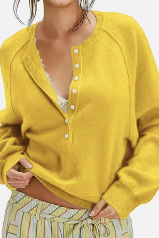 The Soft Henley Button Knit Pullover-Mustard-SMALL-Cute-Trendy-Shop-Womens-Boutique-Clothing-Store