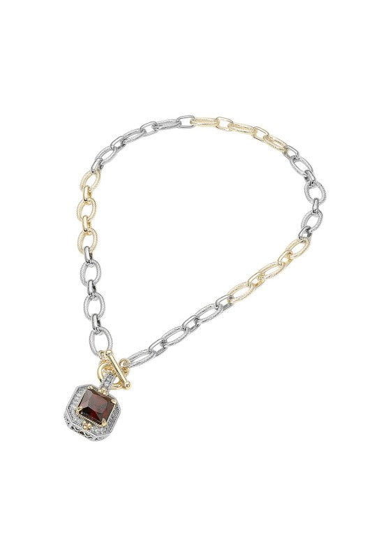 Chunky Mixed-Metal Gemstone Toggle Necklace-Cute-Trendy-Shop-Womens-Boutique-Clothing-Store