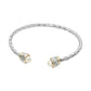 Two-Tone CZ-Tip Braided Cuff Bracelet-White-Cute-Trendy-Shop-Womens-Boutique-Clothing-Store