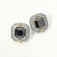 Square CZ Halo Statement Stud Earrings-Black-Cute-Trendy-Shop-Womens-Boutique-Clothing-Store