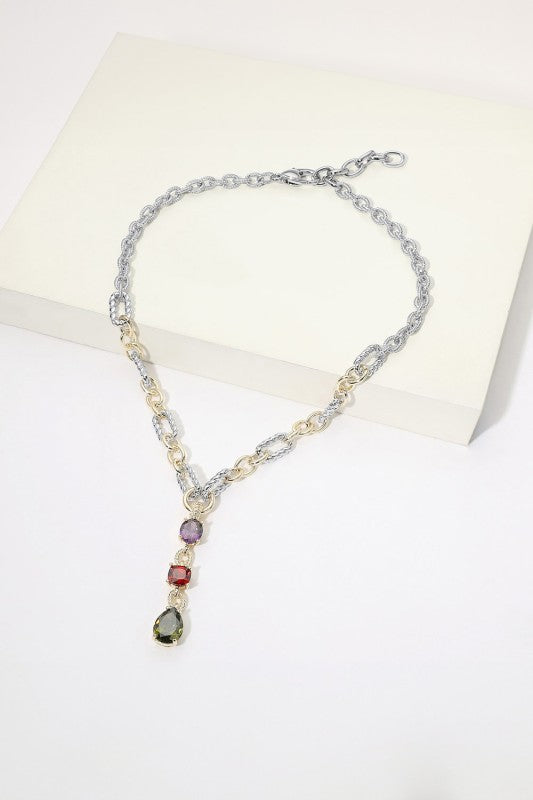 Multi-Shape CZ Mixed-Link Drop Necklace-Cute-Trendy-Shop-Womens-Boutique-Clothing-Store