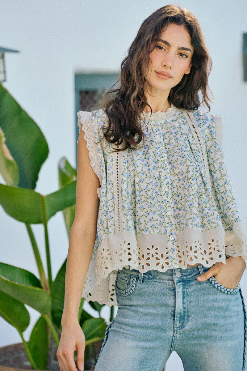 Perfect Pairing Floral Button Top-[option4]-[option5]-Cute-Trendy-Shop-Womens-Boutique-Clothing-Store