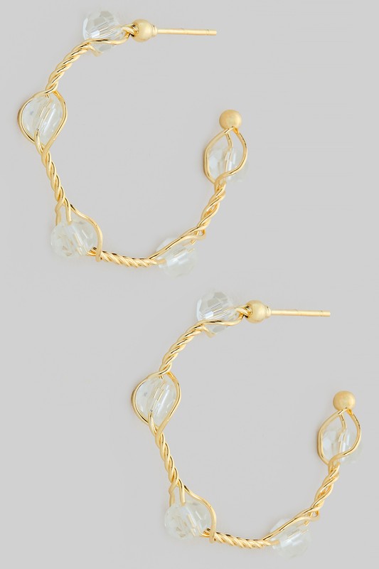 Beaded Hoop Clear Earrings-[option4]-[option5]-Cute-Trendy-Shop-Womens-Boutique-Clothing-Store