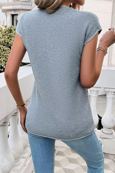 Garden Style Summer Knit Top Grey-[option4]-[option5]-Cute-Trendy-Shop-Womens-Boutique-Clothing-Store