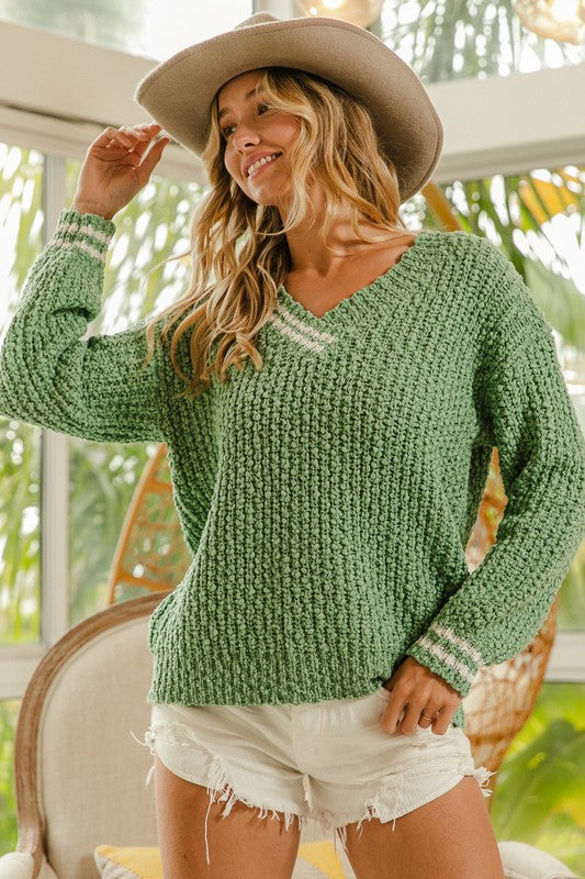 Give A Hand Sage Popcorn Sweater-[option4]-[option5]-Cute-Trendy-Shop-Womens-Boutique-Clothing-Store