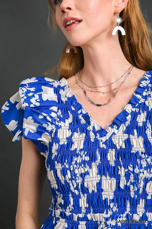 Interested in Style Floral V Neck Top-Blue-SMALL-[option4]-[option5]-Cute-Trendy-Shop-Womens-Boutique-Clothing-Store