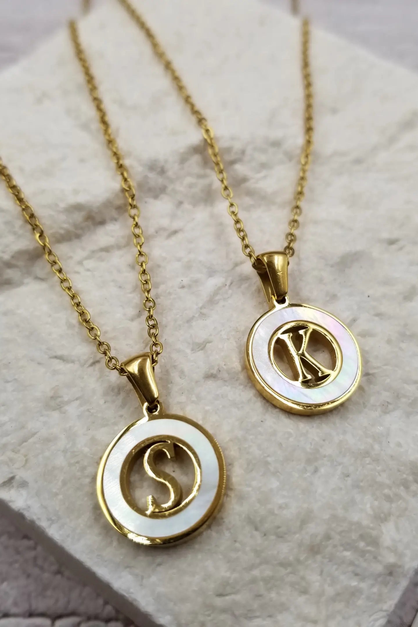 Mother of Pearl Initial Shell Pendant Necklace-[option4]-[option5]-Cute-Trendy-Shop-Womens-Boutique-Clothing-Store