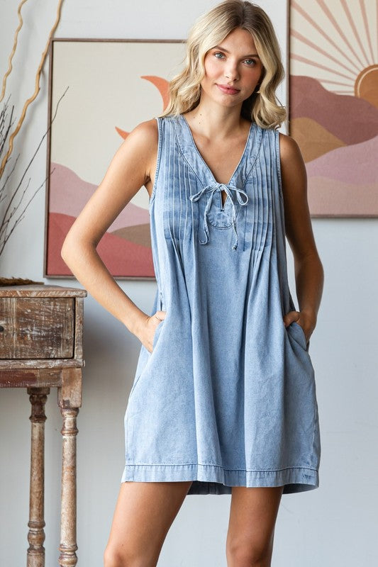 Talk To Me V Neck Denim Dress-[option4]-[option5]-Cute-Trendy-Shop-Womens-Boutique-Clothing-Store