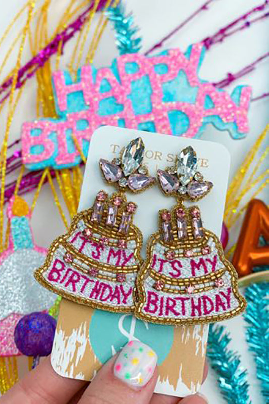 Happy Birthday Seed and Crystal Earrings-[option4]-[option5]-Cute-Trendy-Shop-Womens-Boutique-Clothing-Store