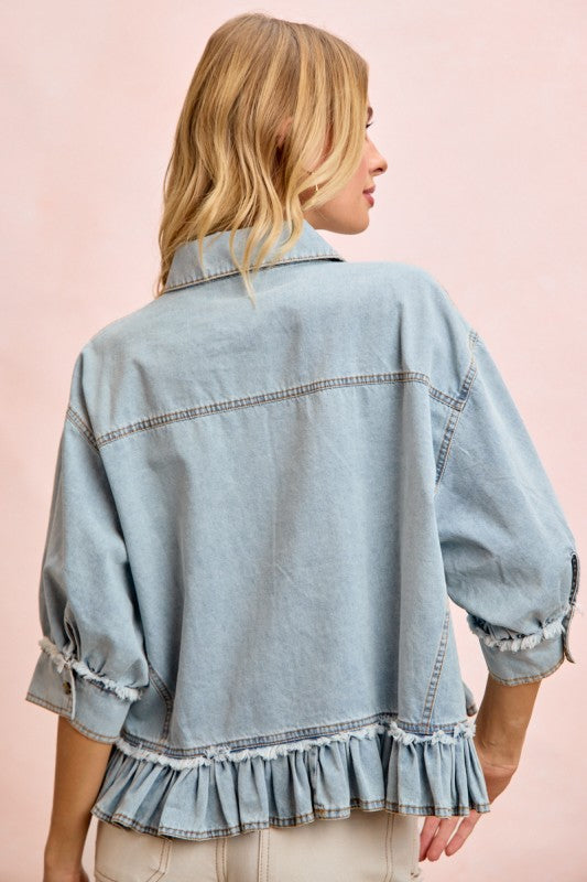 One For The Show Short Denim Shirt-[option4]-[option5]-Cute-Trendy-Shop-Womens-Boutique-Clothing-Store