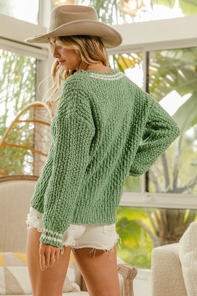 Give A Hand Sage Popcorn Sweater-[option4]-[option5]-Cute-Trendy-Shop-Womens-Boutique-Clothing-Store