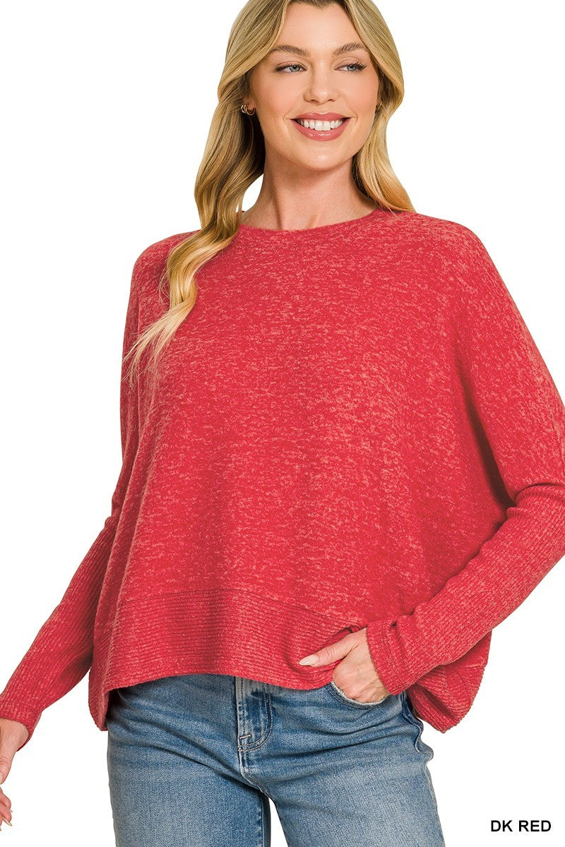 CloudKnit Cozy Melange Top-Red-SMALL/MEDIUM-Cute-Trendy-Shop-Womens-Boutique-Clothing-Store