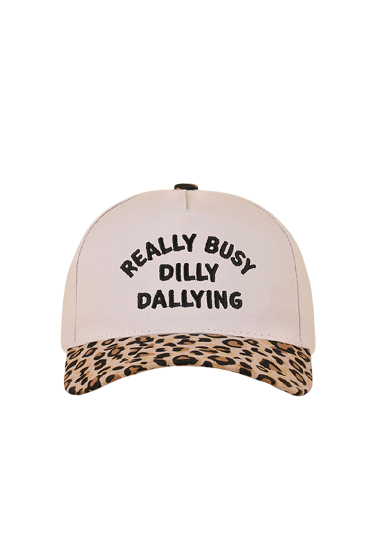 "Really Busy Dilly Dallying" Ball Cap-Leopard-[option4]-[option5]-Cute-Trendy-Shop-Womens-Boutique-Clothing-Store