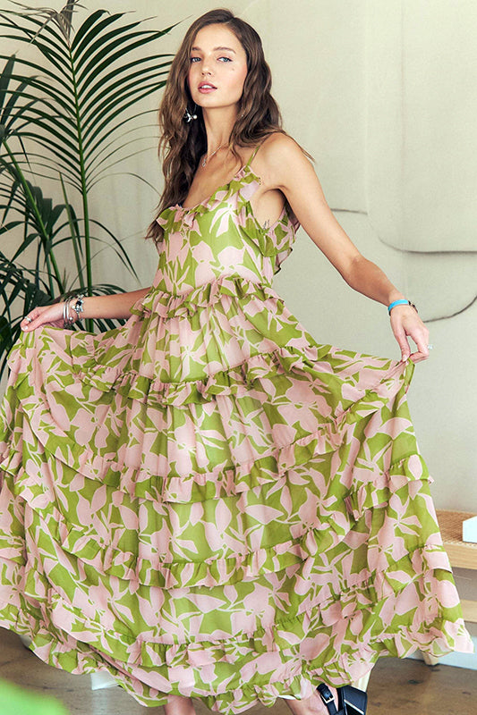 Whimsical Romance Flowy Ruffled Maxi Dress