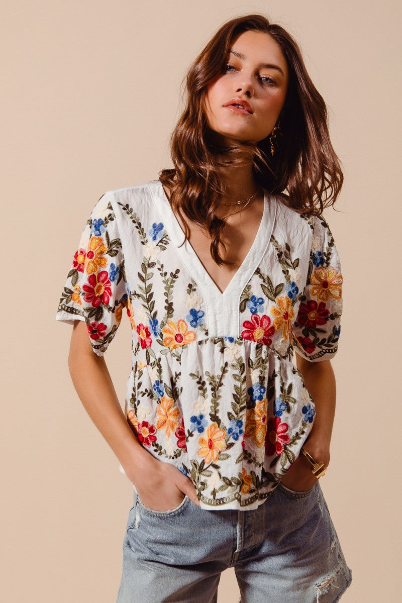 Music Festival Boho Embroidered Top-Blue-SMALL-[option4]-[option5]-Cute-Trendy-Shop-Womens-Boutique-Clothing-Store